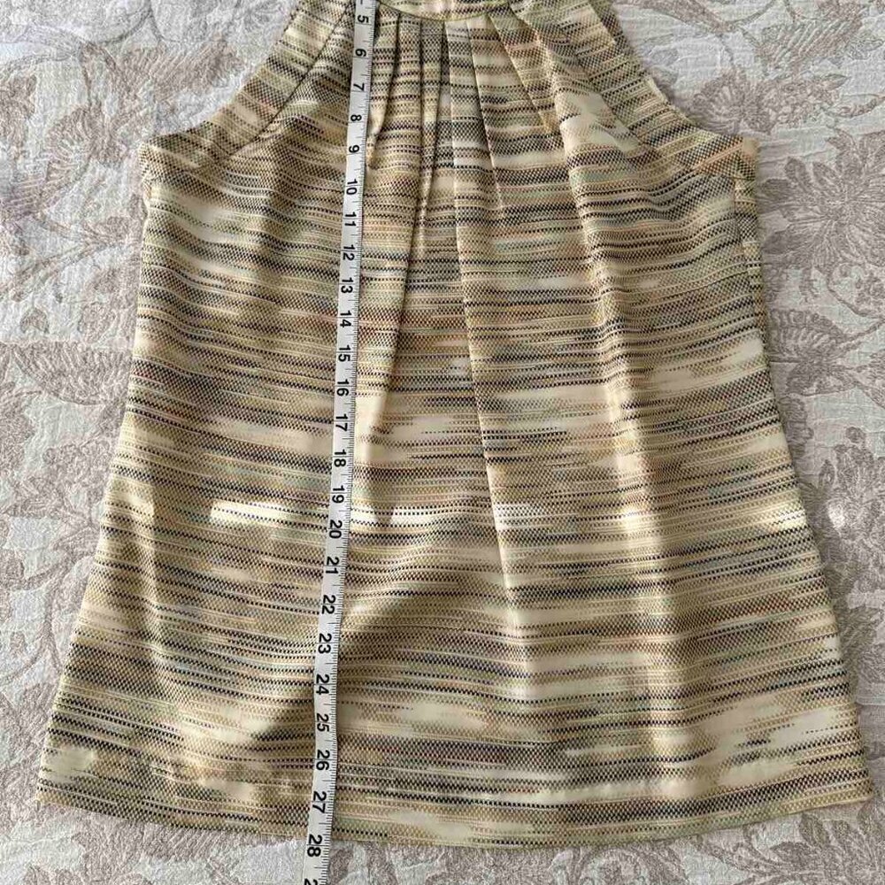 WORTH NY 100% Silk Sleeveless Pleated Neck Blouse in Patterned Fabric Size 8 - Picture 9 of 9